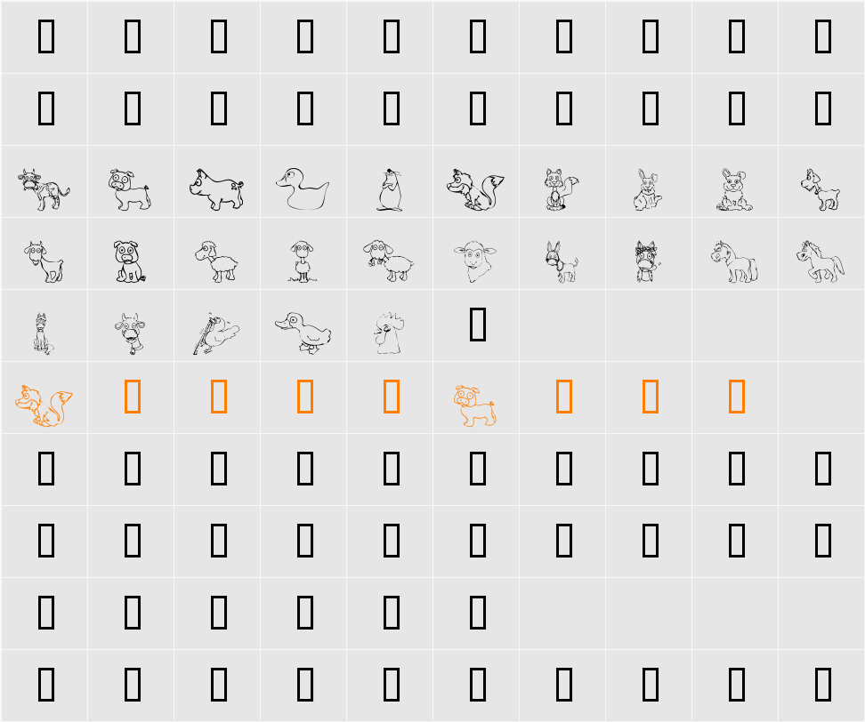 KR Barnyard Scraps Character Map
