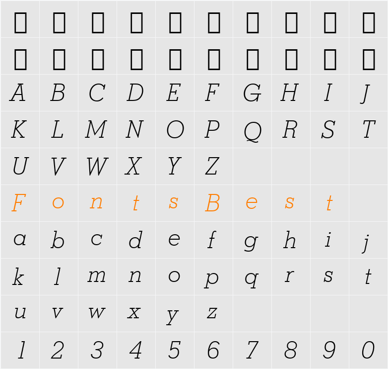Stymie Lt BT Character Map
