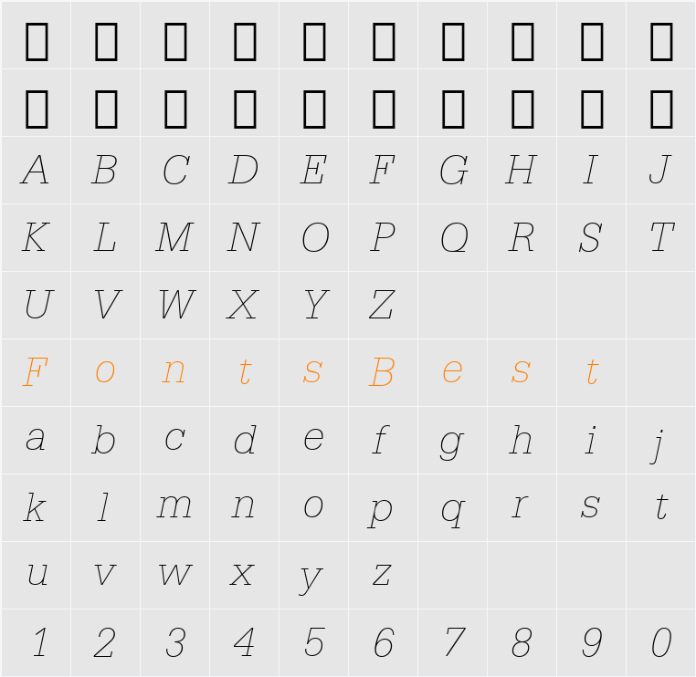 Serifa Th BT Character Map