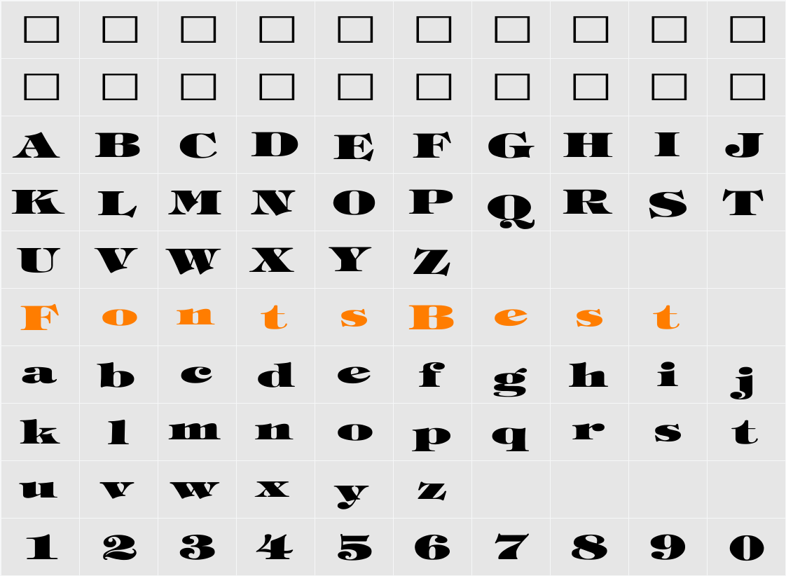 Tiffany-Heavy-Normal Ex Character Map