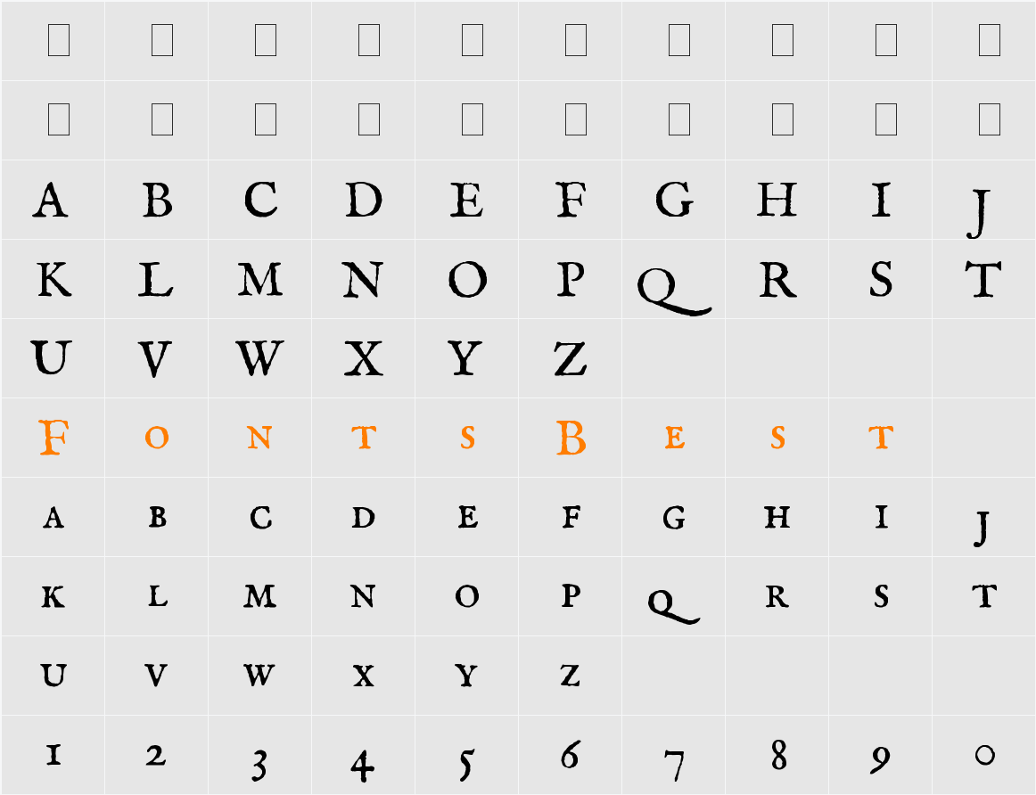IM FELL English Character Map