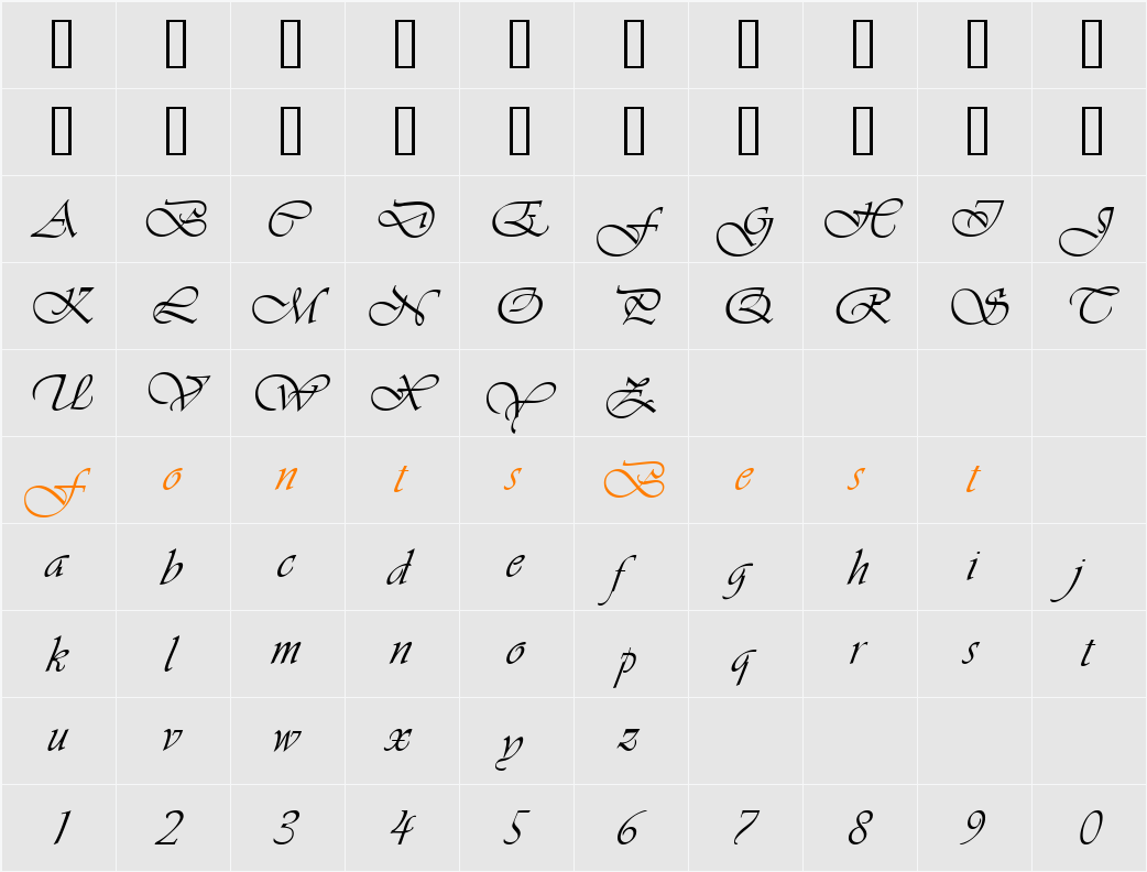 TrSah VivaldiD Character Map