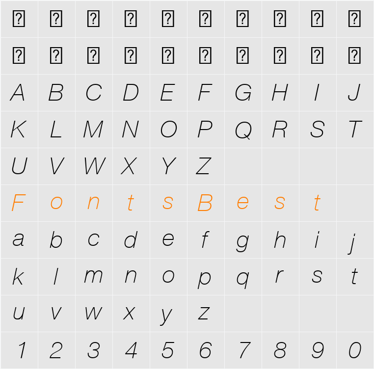 HelveticaNeueLT Com 36 ThIt Character Map