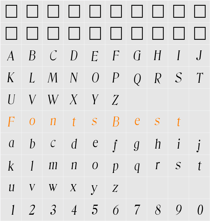 Denver-LightIta Character Map