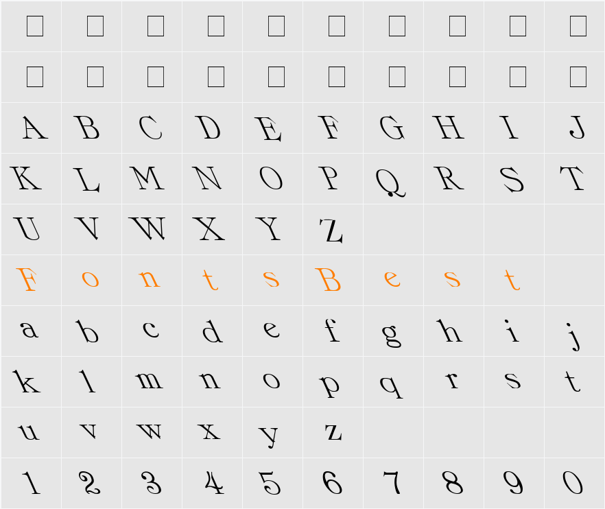 Prov Lite Lefty Character Map