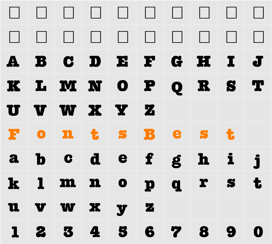 Typewriter-Heavy Character Map