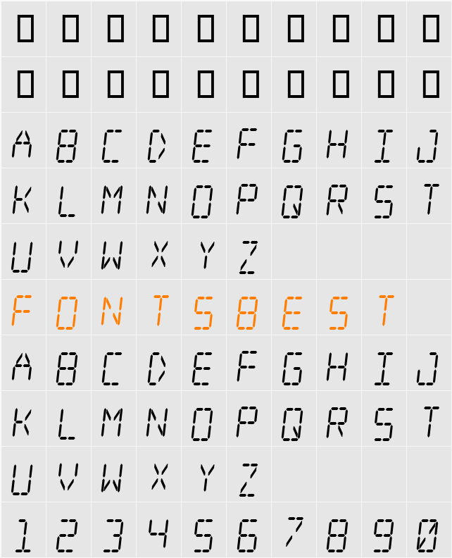 Digital dream Skew Narrow Character Map