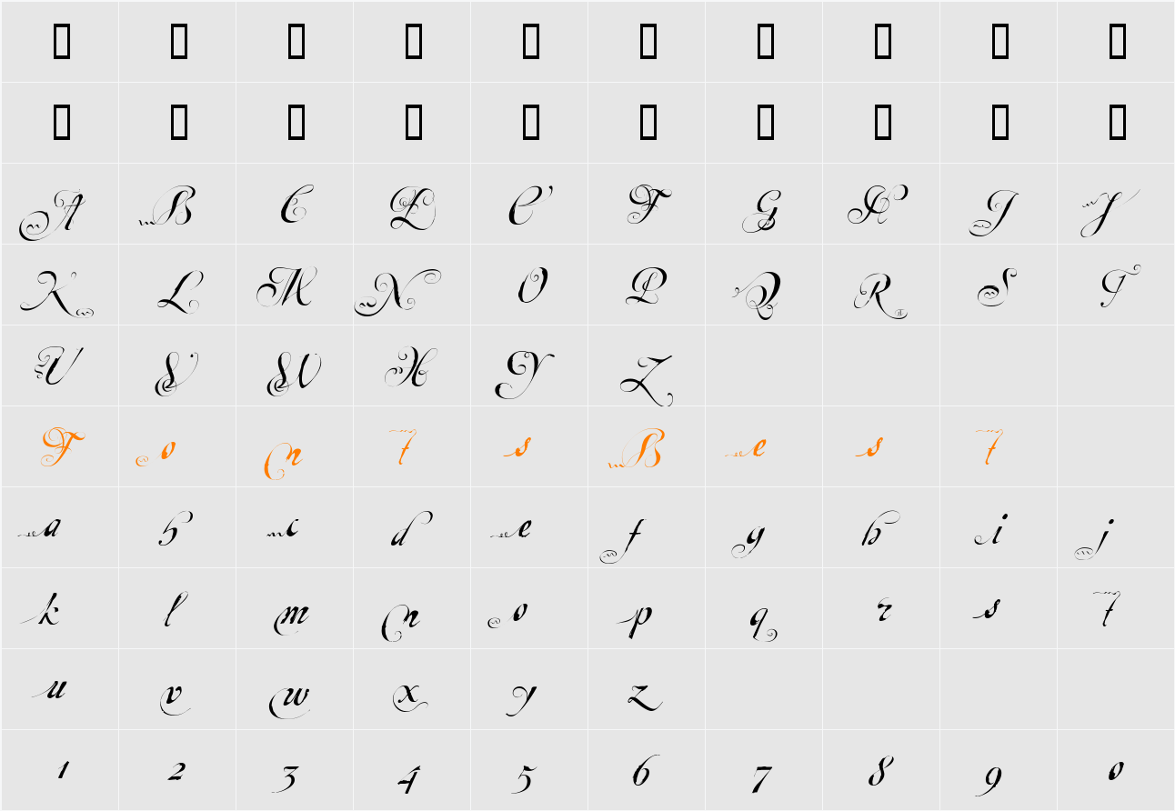 Escrita Character Map