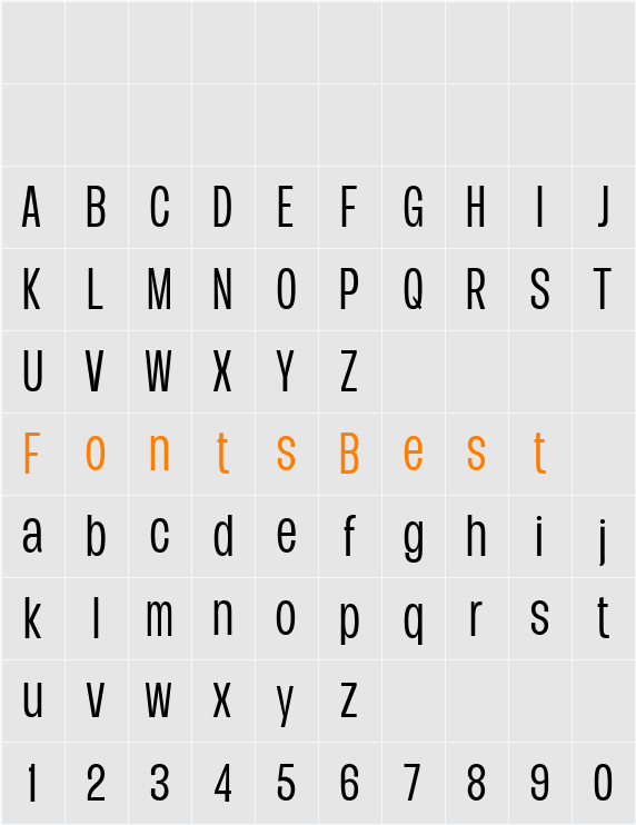 Duera PERSONAL USE Condensed Character Map