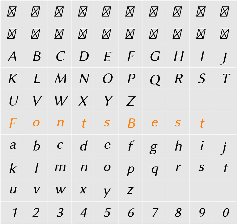 Linux Biolinum Slanted Character Map