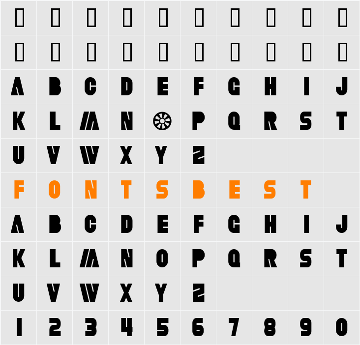 SF Fortune Wheel Condensed Character Map