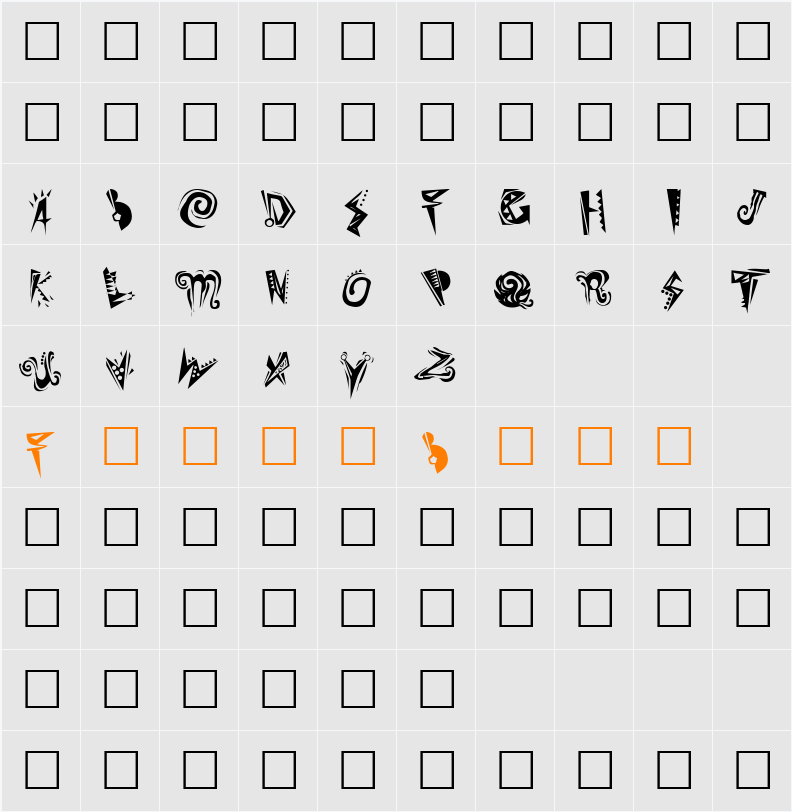 Slumgullion Character Map