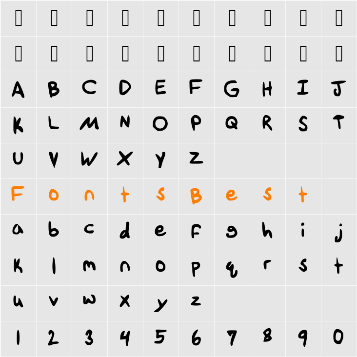 Tethanda Character Map