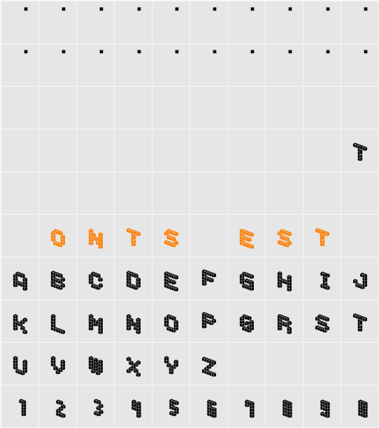 DemonCubicBlockFont Tile Character Map