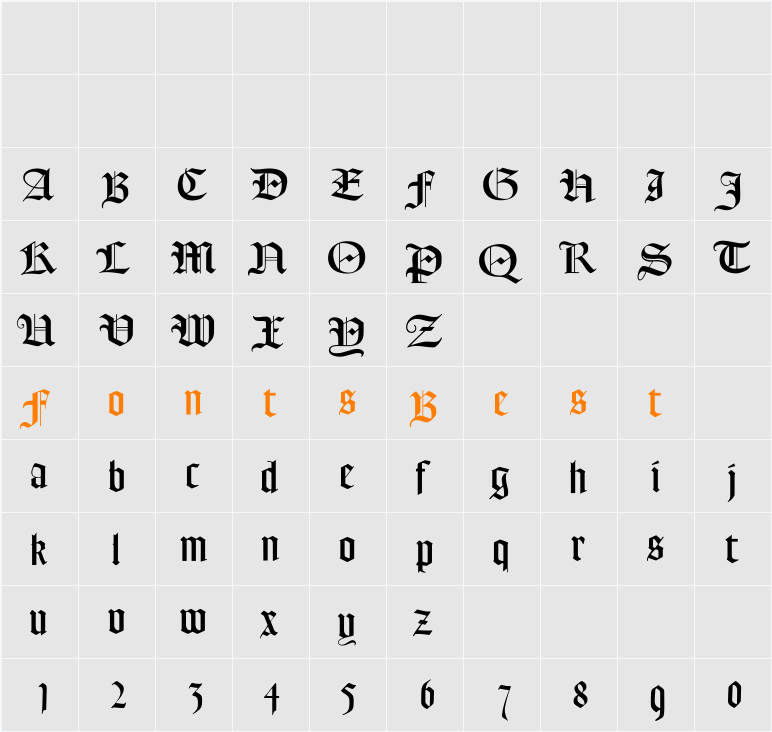FrederickText Character Map