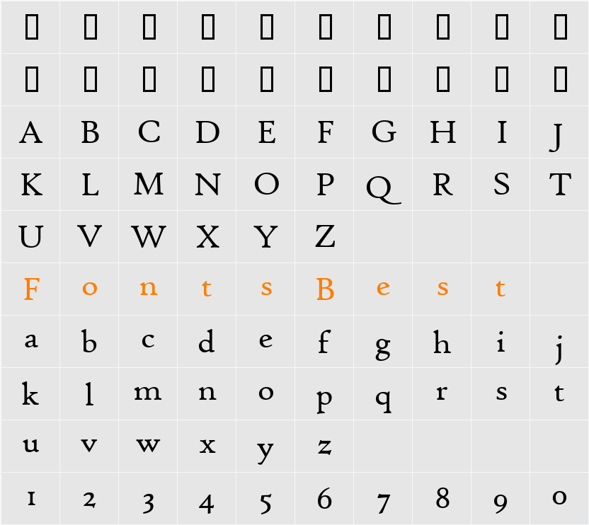 High Tower Text Character Map