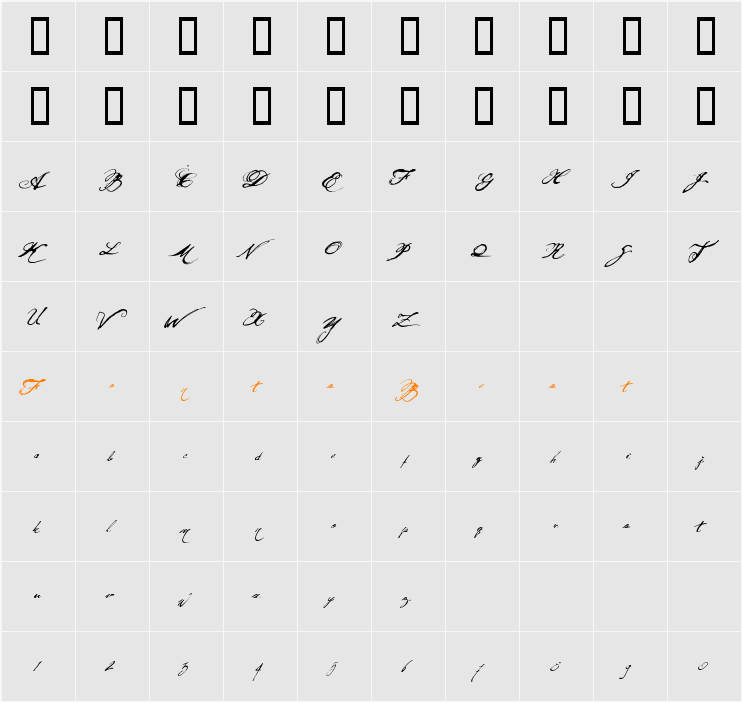 OLHO DE BOI Character Map