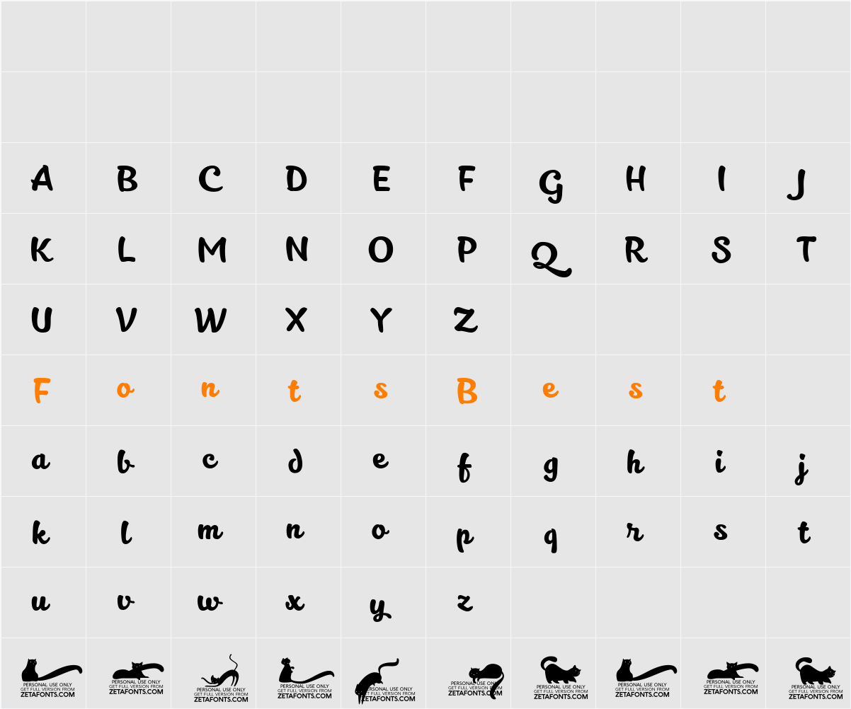Kitten Slant Character Map