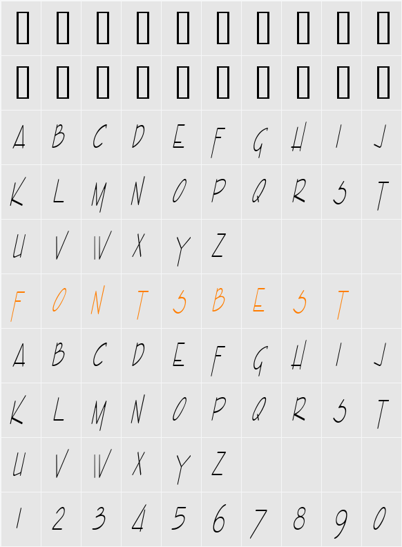 Enview Xtra Light Character Map
