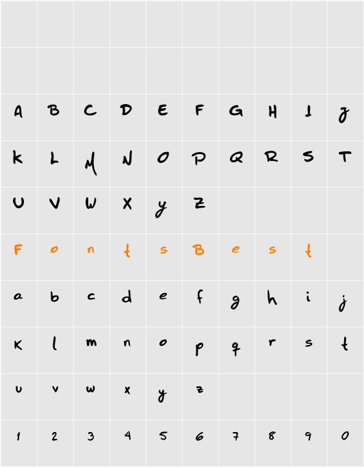 HZHandwrite Character Map