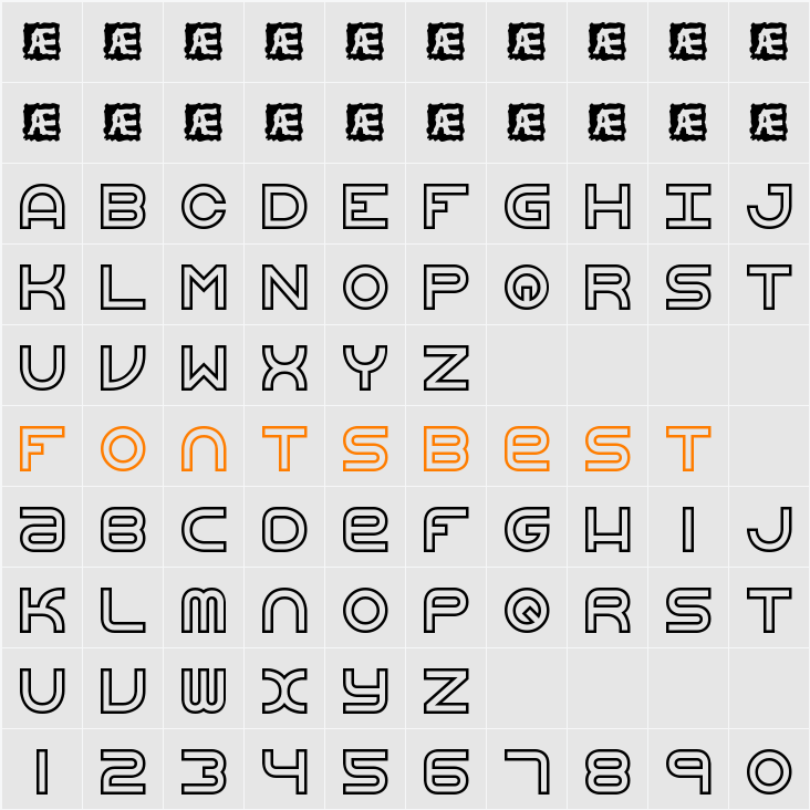 Vertigo Upright BRK Character Map