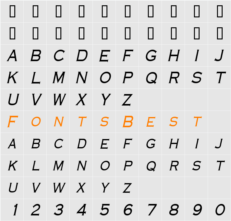 Engraver-Condensed Character Map