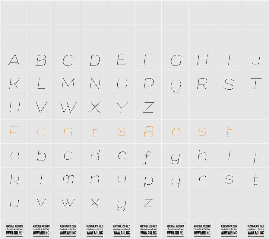 Grandi PERSONAL USE Character Map