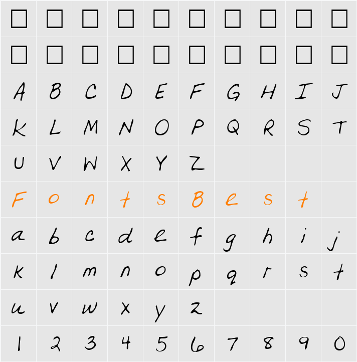 KorasHand Character Map