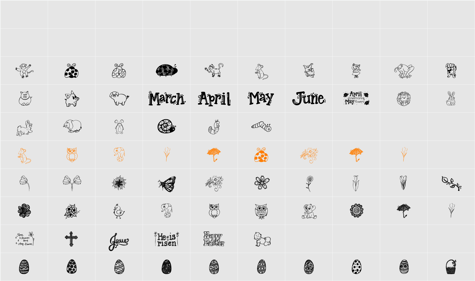 Janda Spring Doodles Character Map
