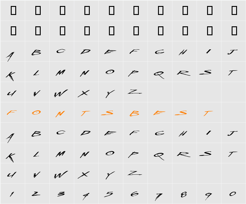 LHF Supabad Character Map