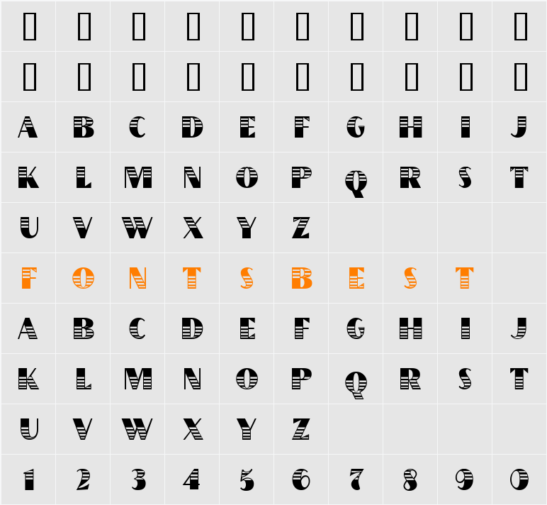 GrancMitSripes Character Map