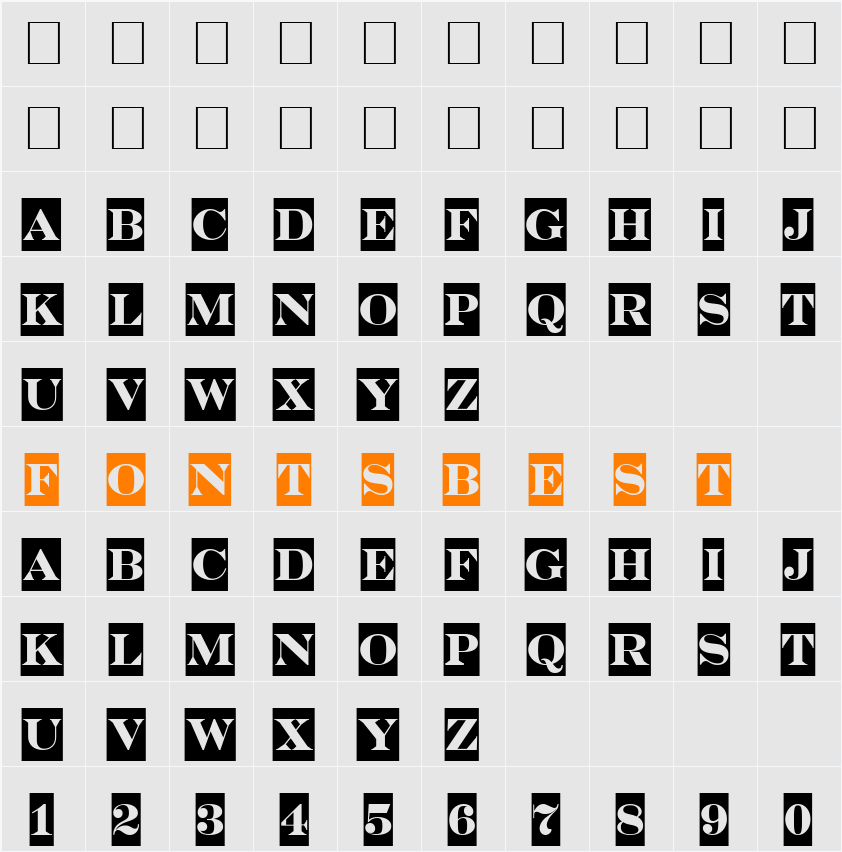 a_SeriferTitulSl Character Map
