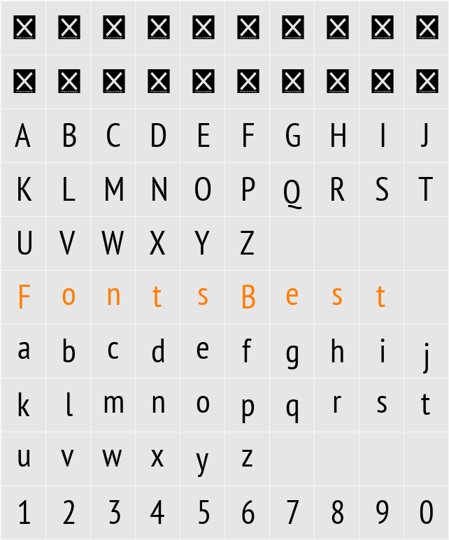 PT Sans Narrow Character Map