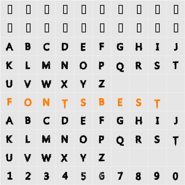 Gristled Font Character Map