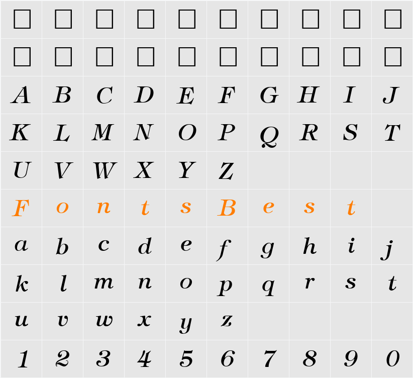 Timbrel Character Map