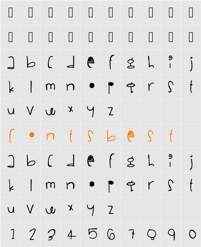 VanillaRainbows Character Map