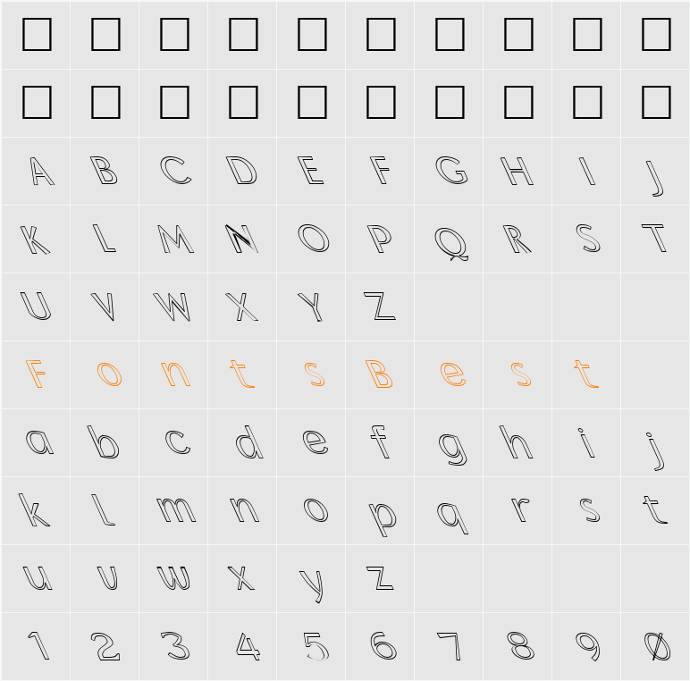 FZ BASIC 11 HOLLOW LEFTY Character Map