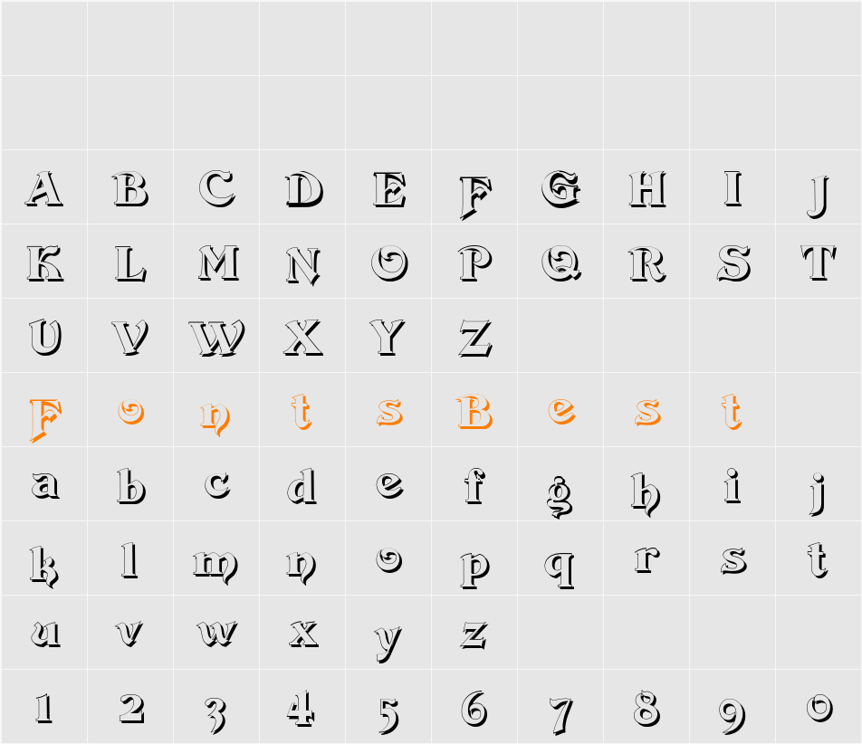 Devinne Swash Shadow Character Map