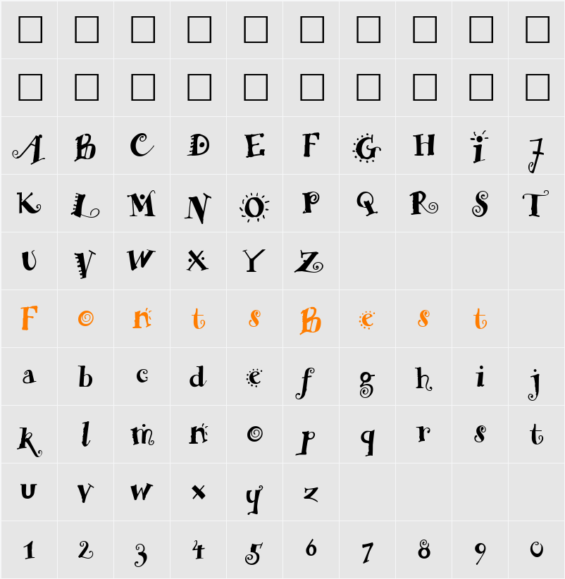 Funstuff Character Map