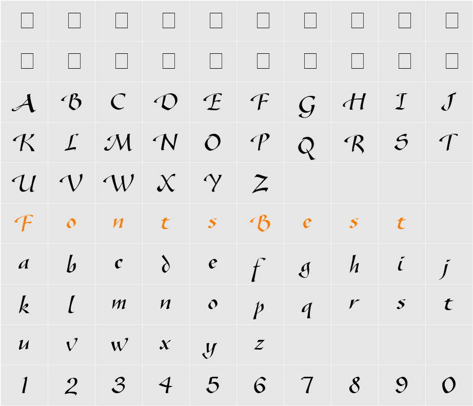 Sonyanna Script SSi Character Map