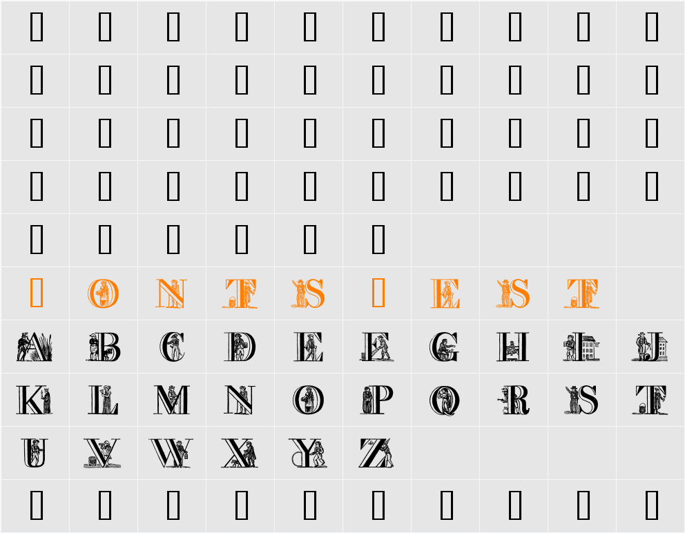 a picture alphabet Character Map