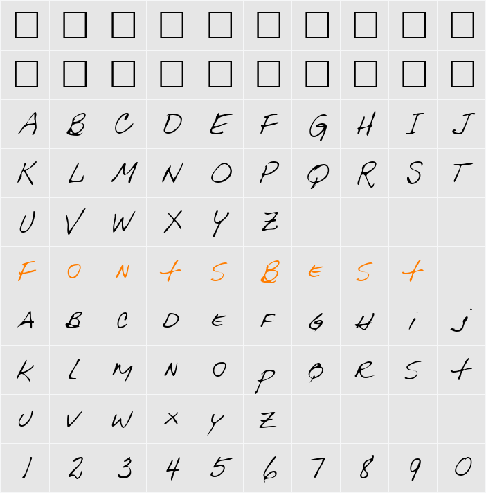 EwingsHand Character Map