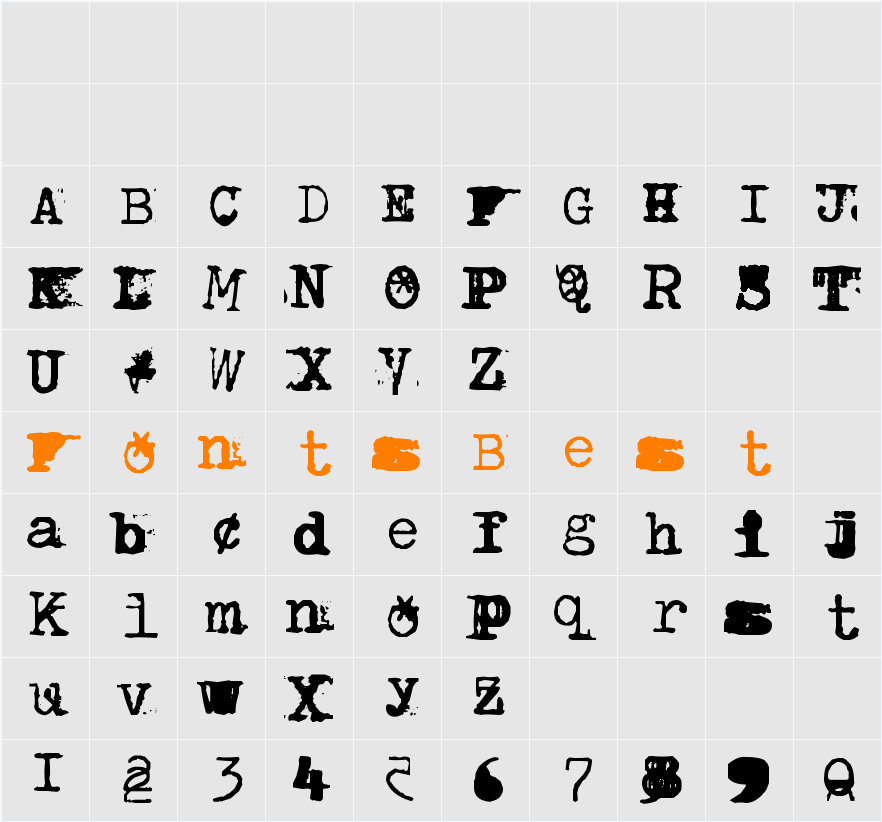 BrentonscrawlType Character Map