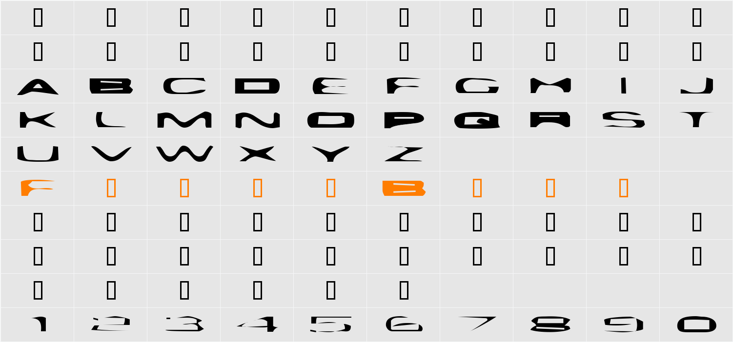 Plattmask Character Map