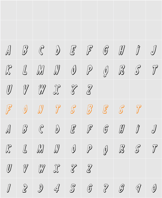 Eskindar 3D Italic Character Map