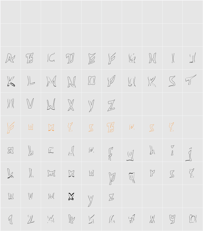 612KosheyLine Character Map