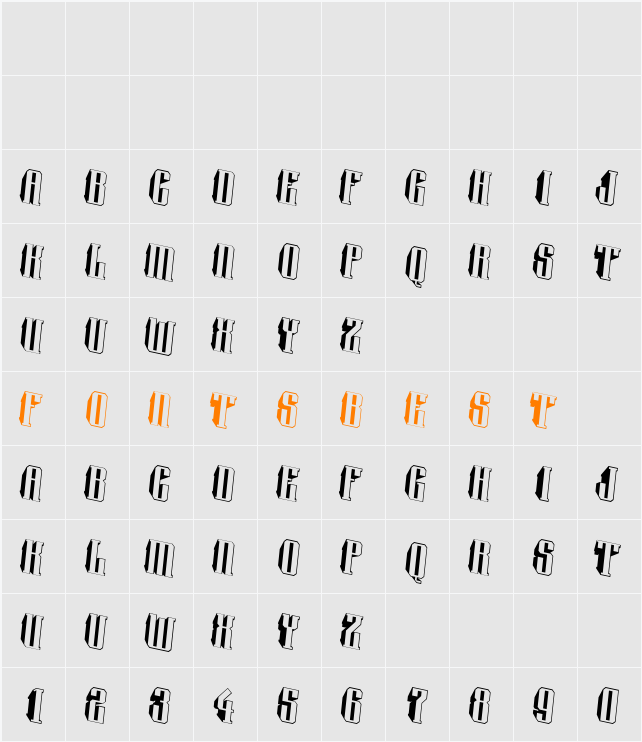 a_Harder3dTwR Character Map