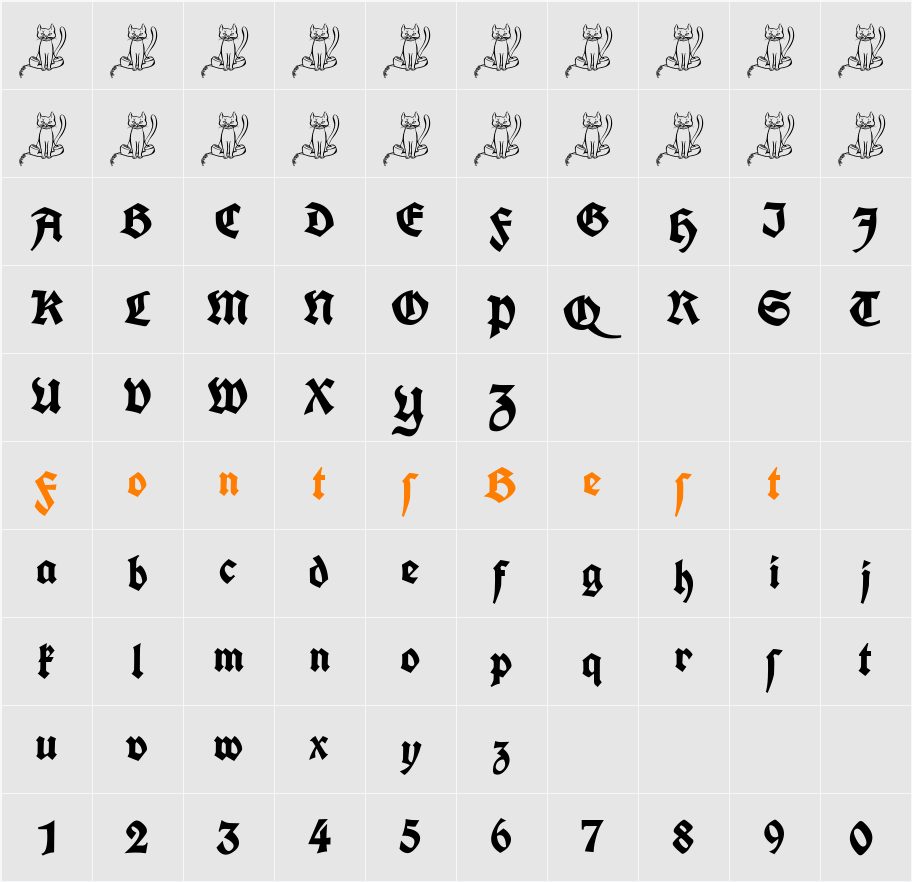 Koch Fette Deutsche Schrift Character Map