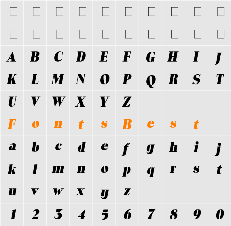 Locura Display SSi Character Map