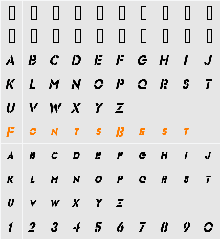 Templett S Condensed Character Map